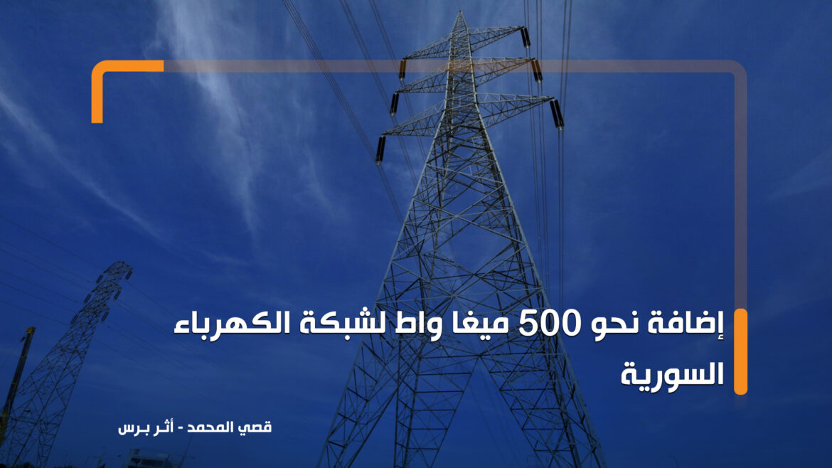 إضافة نحو 500 ميغا واط لشبكة الكهرباء السورية