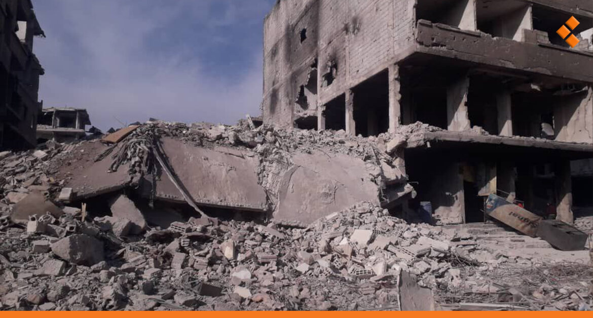 انهيار بناء ثاني في مدينة الحجر الأسود بريف دمشق (صور)