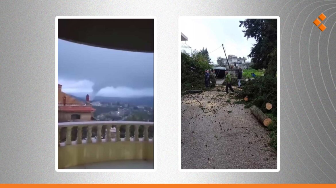 إعصار قمعي في طرطوس يقتلع عدد من الأشجار ويتسبب بأضرار كهربائية