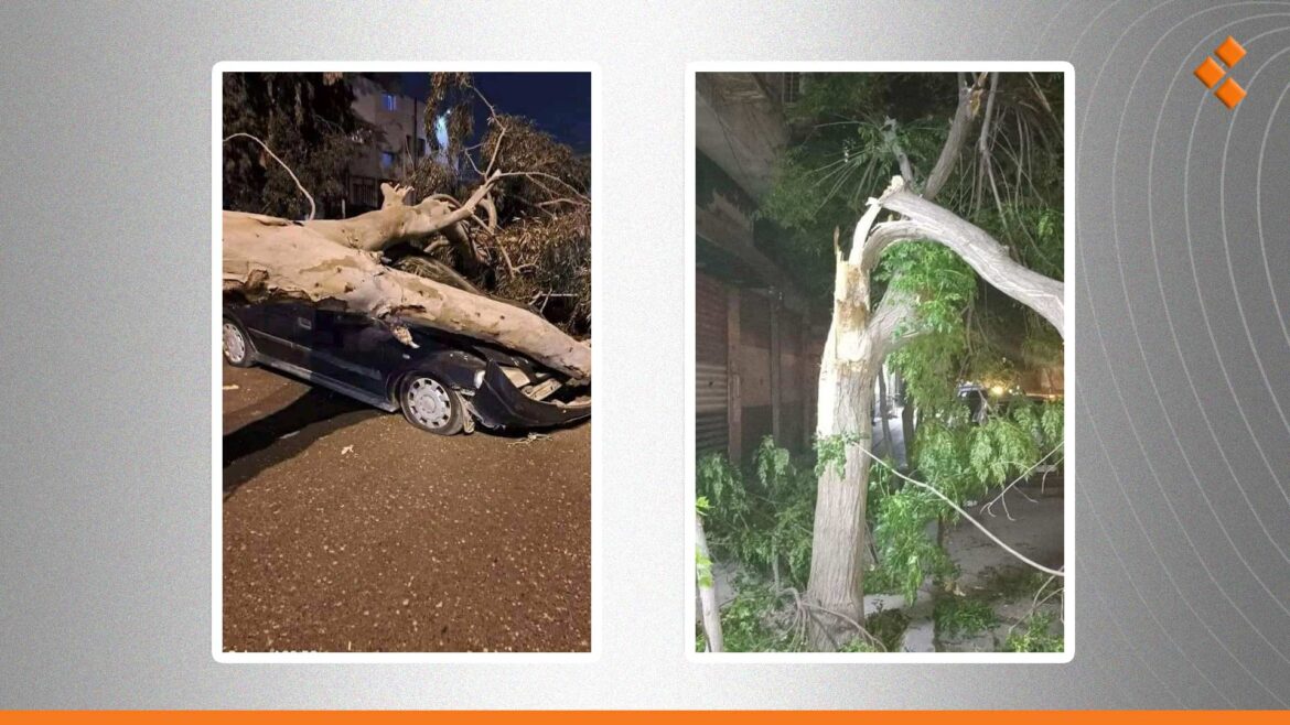 وفاة شاب وإصابة آخرين وتضرر سيارات جراء العاصفة الهوائية في دمشق