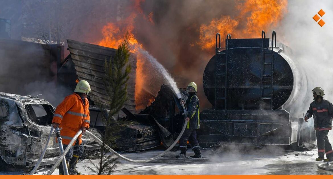 دمشق.. احتراق صهريج مازوت و 6 سيارات في البرامكة