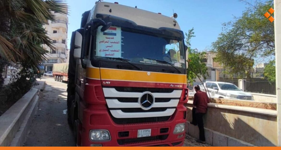 ضمن هدية العراق إلى سوريا.. 25 شاحنة قمح تصل إدلب